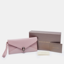 Bvlgari Two Tone Pink Leather Serpenti Forever Envelope Pouch