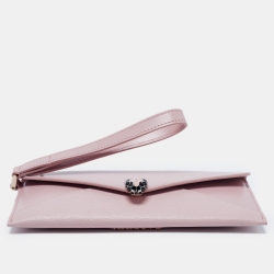 Bvlgari Two Tone Pink Leather Serpenti Forever Envelope Pouch