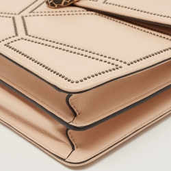 Pre Owned Bvlgari Beige Studded Leather Medium Serpenti Forever Shoulder Bag