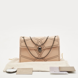 Pre Owned Bvlgari Beige Studded Leather Medium Serpenti Forever Shoulder Bag