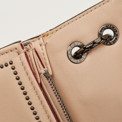 Pre Owned Bvlgari Beige Studded Leather Medium Serpenti Forever Shoulder Bag