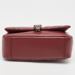 Bvlgari Red Quilted Leather Small Serpenti Cabochon Shoulder Bag