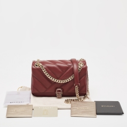 Bvlgari Red Quilted Leather Small Serpenti Cabochon Shoulder Bag