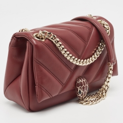 Bvlgari Red Quilted Leather Small Serpenti Cabochon Shoulder Bag
