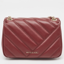 Bvlgari Red Quilted Leather Small Serpenti Cabochon Shoulder Bag
