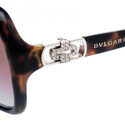 Pre Owned Bvlgari Brown Tortoise 8106-B-A Square Sunglasses