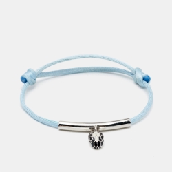 Pre Owned Bvlgari Serpenti Forever Enamel Silver Tone Cord Bracelet