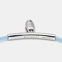 Pre Owned Bvlgari Serpenti Forever Enamel Silver Tone Cord Bracelet