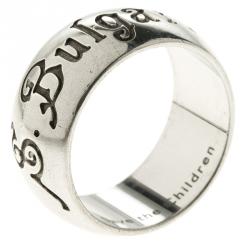 Pre Owned Bvlgari Save The Chidren Silver Band Ring Size 57