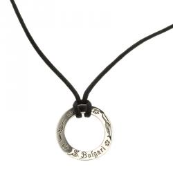 black cord necklace with silver pendant