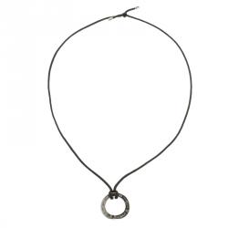 Bvlgari Save the Children Silver Pendant Black Cord Necklace