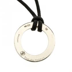 Bvlgari Save the Children Silver Pendant Black Cord Necklace