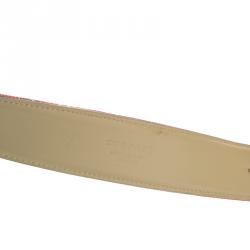Bvlgari Pink Logo Print Canvas Logo Buckle Belt 105cm