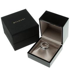 Pre Owned Bvlgari Save The Children 1 Band Black Ceramic Silver Band Ring Size 50