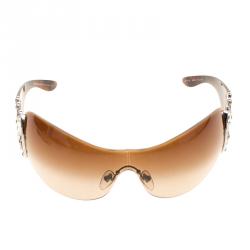 Bvlgari Brown Turqoise 6017-B Crystal Embellished Shield Sunglasses