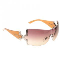 Bvlgari Brown 651-B Crystal Embellished Shield Sunglasses