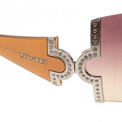 Bvlgari Brown 651-B Crystal Embellished Shield Sunglasses