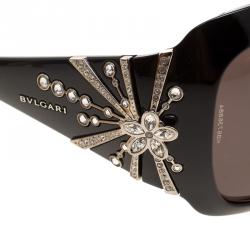Pre Owned Bvlgari Black Limited Edition Fireworks Oversized Sunglasses