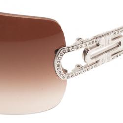 Bvlgari Brown 6023B Strass Edge Shield Sunglasses