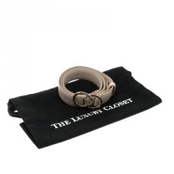 Pre Owned Bvlagri Peach Leather Double Ring Logo Belt Size 110cm