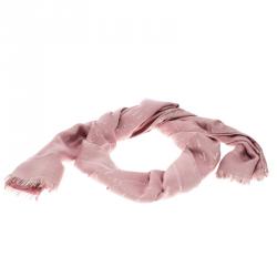 Bvlgari Pink Silk Wool Logomania Scarf 