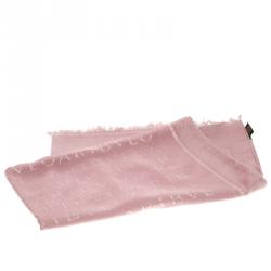 Bvlgari Pink Silk Wool Logomania Scarf 