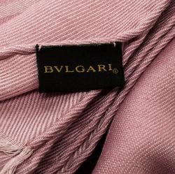 Bvlgari Pink Silk Wool Logomania Scarf 
