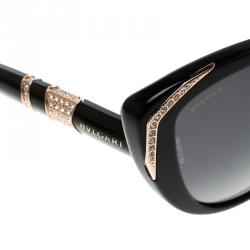 Pre Owned Bvlgari Black BV8151BM Crystal Embellished Cat Eye Sunglasses