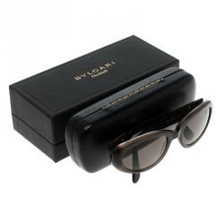 Pre Owned Bvlgari Black/Brown 810 Oval Sunglasses