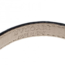 Pre Owned Bvlgari Serpenti Green Enamel Leather Bracelet 17cm