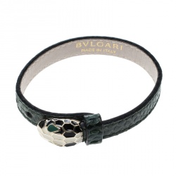 Bvlgari Serpenti Forever Green Snakeskin Gold Tone Bracelet 