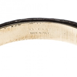 Pre Owned Bvlgari Serpenti Forever Enamel Leather Gold Tone Open Cuff Bracelet