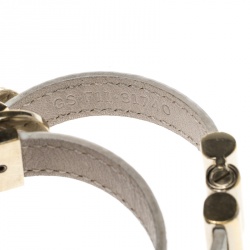 Pre Owned Bvlgari White Leather Gold Tone Double Wrap Bracelet