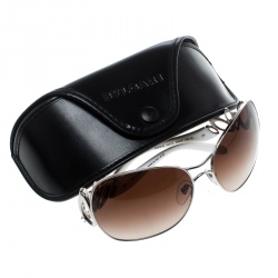 Pre Owned Bvlgari Silver/Brown Gradient 6028-B Oversized Sunglasses
