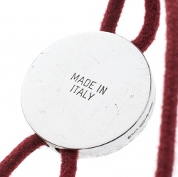 Pre Owned Bvlgari Lucky Red Enamel Silver Cord Bracelet