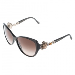 Bvlgari Brown/Brown Gradient 8097-B Limited Edition Crystal Embellished Floral Cat Eye Sunglasses