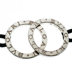 Bvlgari Fortuna Interlocking Circles Silver Black Cord Bracelet