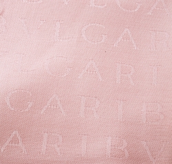 Pre Owned Bvlgari Pink Silk and Wool Fringed Edge Logomania Scarf 