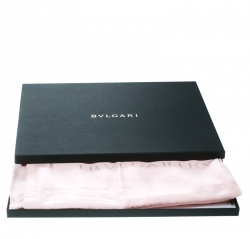Pre Owned Bvlgari Pink Silk and Wool Fringed Edge Logomania Scarf 