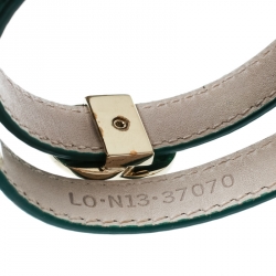 Pre Owned Bvlgari Green Leather Gold Tone Double Wrap Bracelet