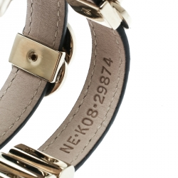 Bvlgari Black Leather Gold Tone Double Wrap Bracelet