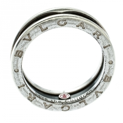 Bvlgari Save the Children 1-Band Black Ceramic Silver Ring Size 58