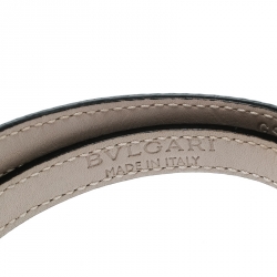 Bvlgari Serpenti Forever Black Enamel Double Coiled Leather Gold Plated Bracelet