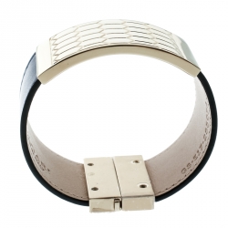Bvlgari Serpenti Forever Scaglie Blue Leather Gold Tone Wide Cuff Bracelet 