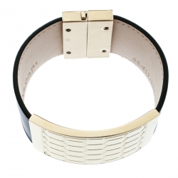 Bvlgari Serpenti Forever Scaglie Blue Leather Gold Tone Wide Cuff Bracelet 