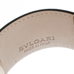 Bvlgari Serpenti Forever Scaglie Blue Leather Gold Tone Wide Cuff Bracelet 