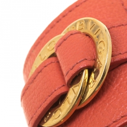 Pre Owned Bvlgari Pink Leather Gold Tone Wrap Cuff Bracelet