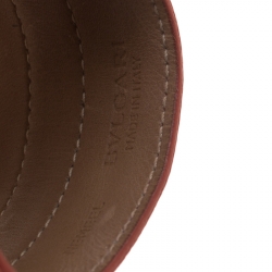 Pre Owned Bvlgari Pink Leather Gold Tone Wrap Cuff Bracelet