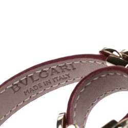 Bvlgari Bvlgari Red Leather Gold Plated Double Coiled Bracelet 15cm