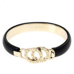 Bvlgari Black Creamy Calf Leather Bracelet 